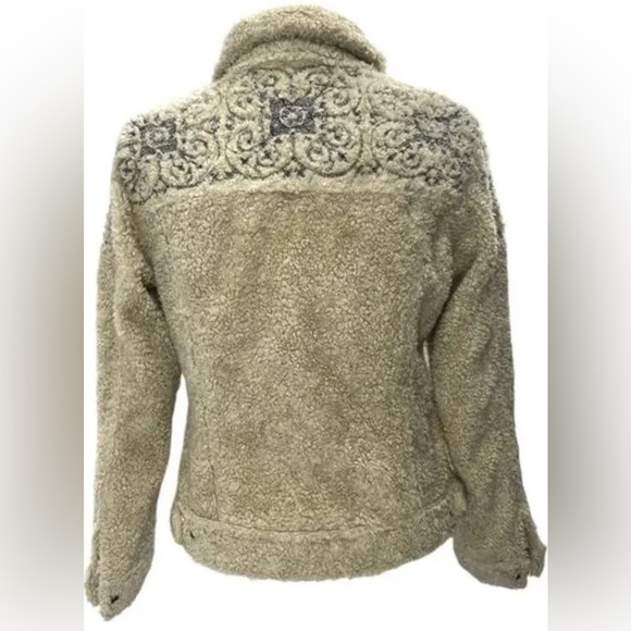 LUCKY BRAND TOMBOY TRUCKER Boho Sherpa Jacket Women Large - Picture 5 of 6